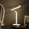 19 Inch Led Matte White Curvilinear S Curve Spiral Tube Led Table Lamp Matte White Metal