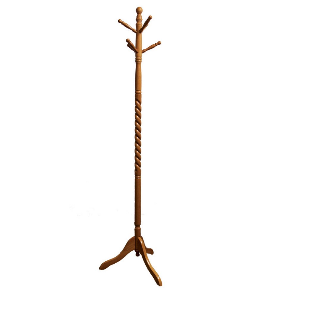 71.5" Tall Wooden Standing Coat Rack" Twist" With Natural Finish Brown Wood