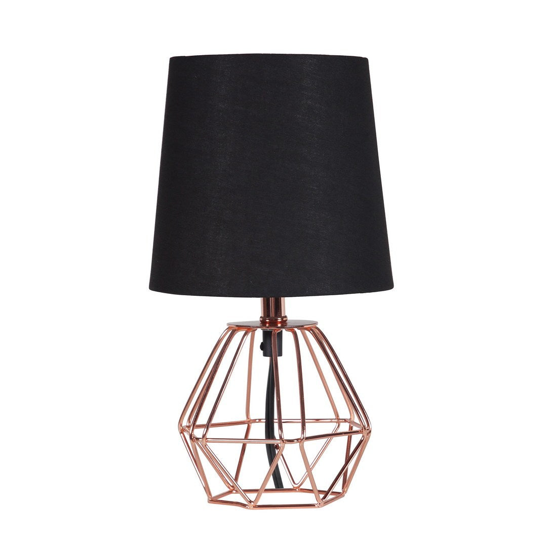 11.25" Copper Metal Table Lamp "Wesley Geometric", Copper Coppery Metal