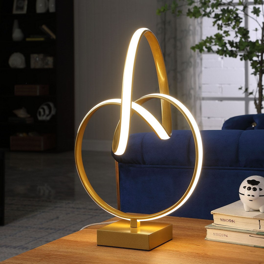 19" In Abstract Infinity Matte Gold Modern Table Lamp Gold Metal