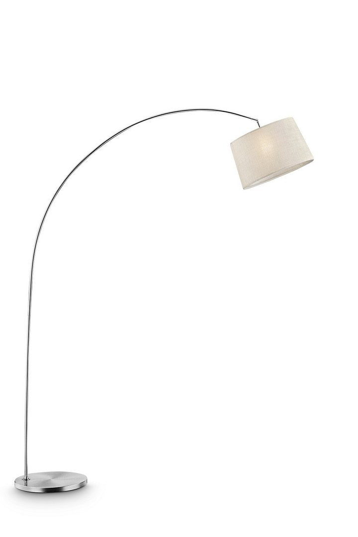 84.5" Tall Metal Arch Floor Lamp "Oma" With Silver Finish, Ivory Fabric Shade Silver Metal