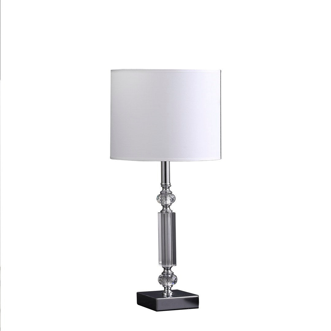 19.75" In Elon Cut Crystal Column Modern Table Lamp White Metal