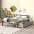 Full Bed With Footboard Bench,2 Drawers,Grey Full Grey Wood Bedroom American Design Pine Pine