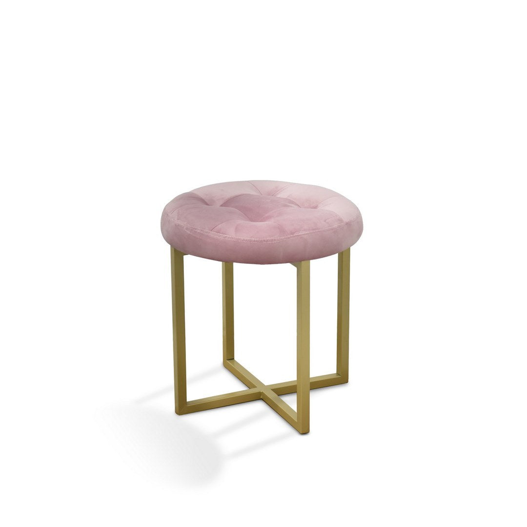 17" Pink Velvet Tufted Mid Century Accent Chair Multicolor Metal