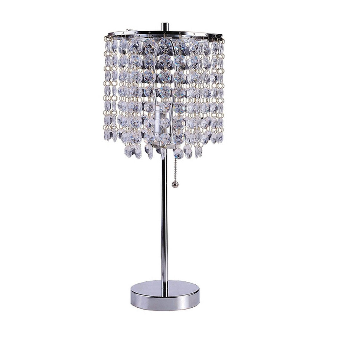 20.25" Tall Metal Table Lamp With Silver Finish, Crystal Inspired Shade Silver Metal