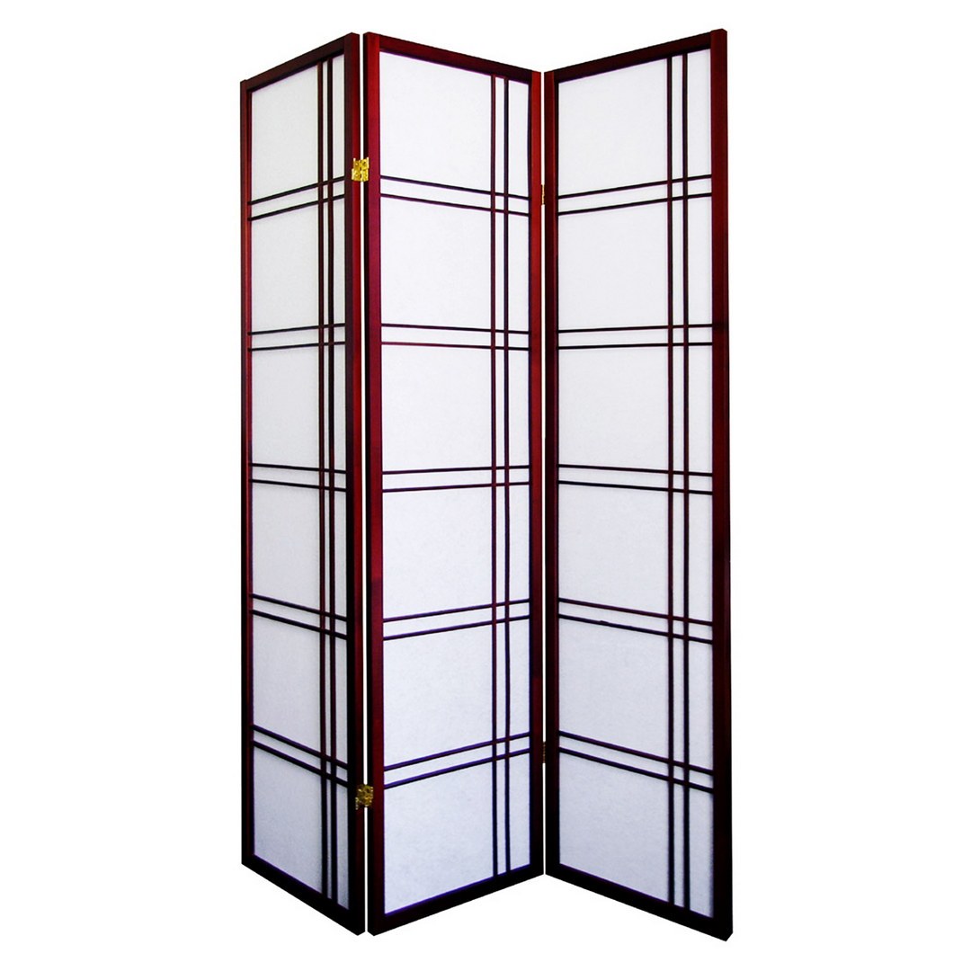 70" Tall 3 Panel Screen Room Divider "Girard" With Cherry Finish Cherry Wood