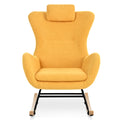 Rocking Chair Nursery, Teddy Upholstered Rocker Glider Chair With High Backrest, Adjustable Headrest & Pocket, Comfy Glider Chair For Nursery, Bedroom, Living Room, Offices, Rubber Wood, Yellow Yellow Polyester