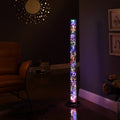 49 Inch Exposed Multi Colored Rope Led Namiri Column Floor Lamp W Wireless Remote Control Silver Metal