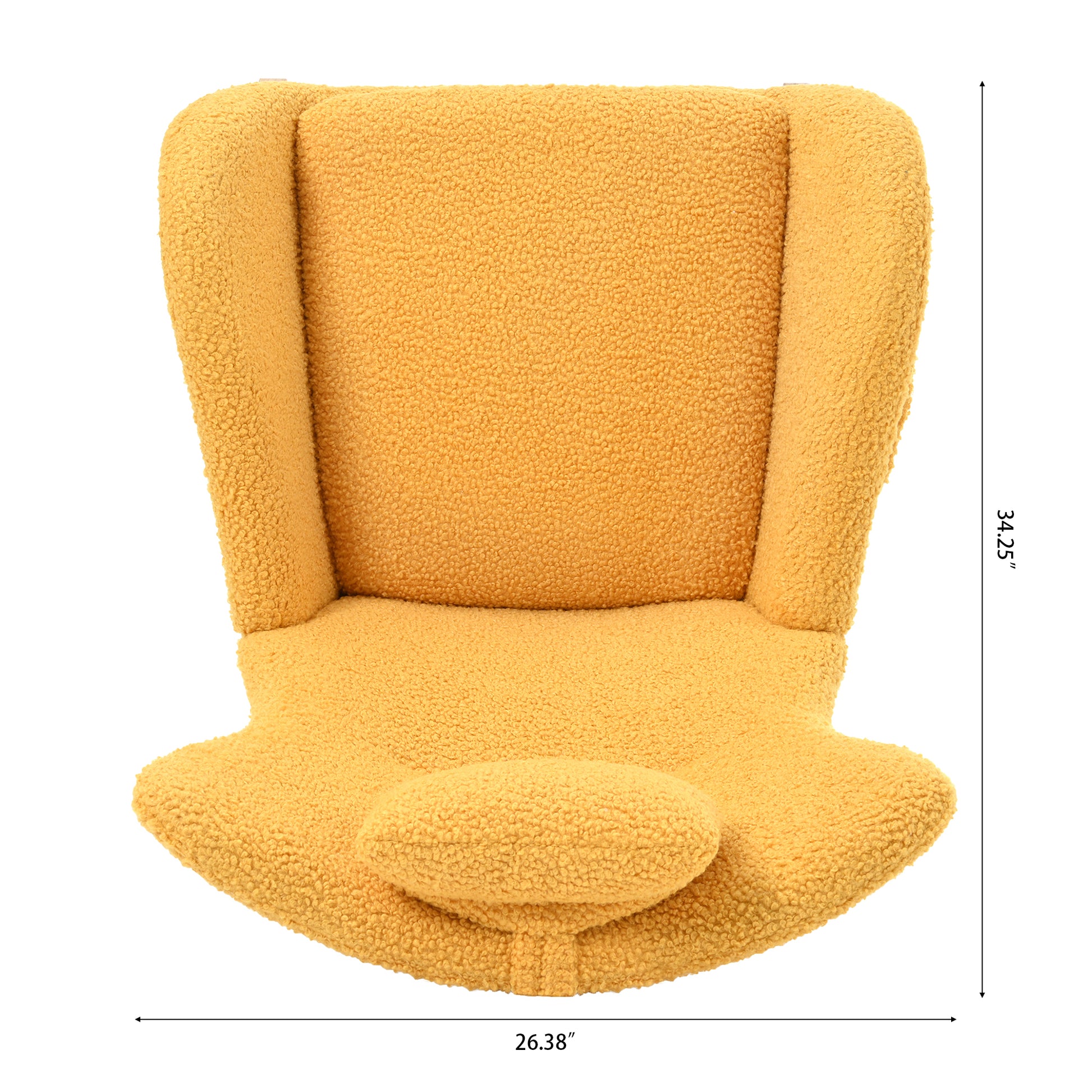 Rocking Chair Nursery, Teddy Upholstered Rocker Glider Chair With High Backrest, Adjustable Headrest & Pocket, Comfy Glider Chair For Nursery, Bedroom, Living Room, Offices, Rubber Wood, Yellow Yellow Polyester