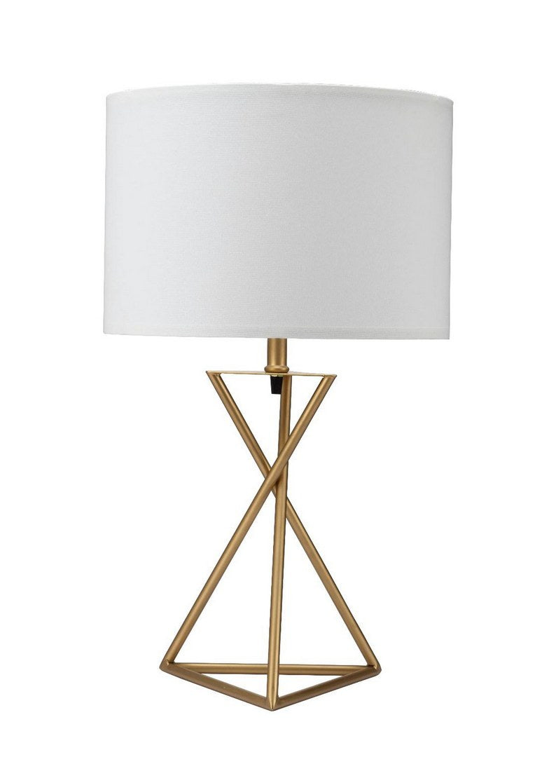 26.25" Tall "Ester" Mid Century Metal Table Lamp, Hourglass Design, Matte Gold Gold Metal