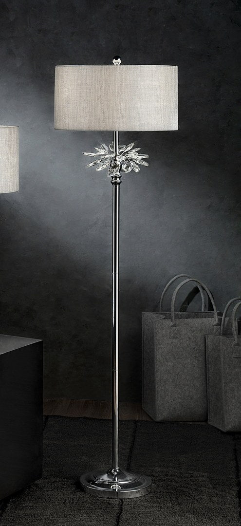 62.25" Tall "Ayana" Floor Lamp, Silver Chrome Finish With Starburst Crystals Multicolor Metal