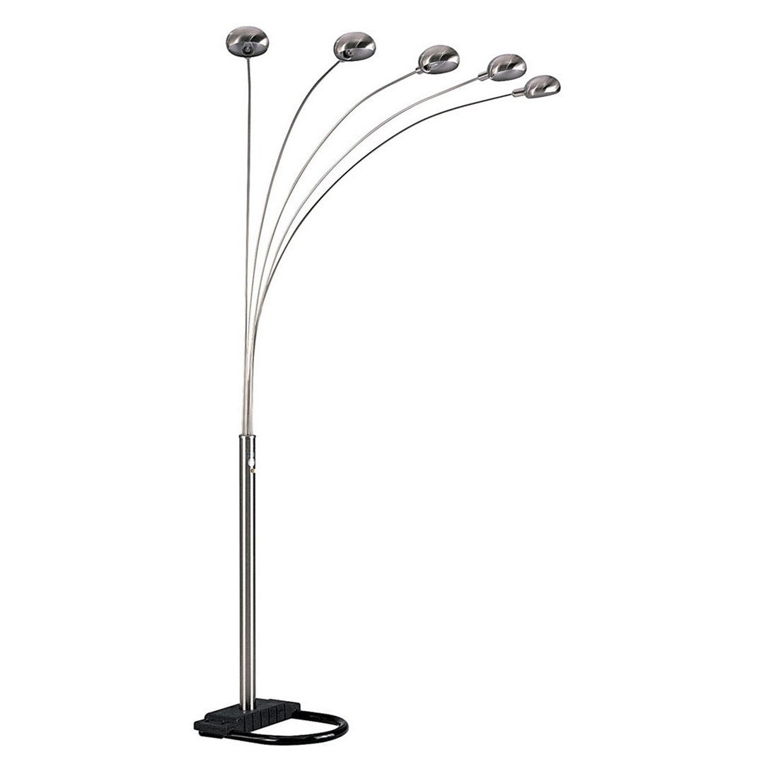 84" Tall Metal Floor Lamp With Satin Nickel Finish And 5 Adjustable Arch Arms Brushed Nickel Metal