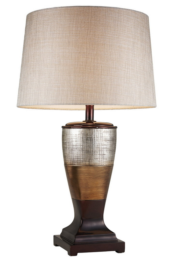 30" Tall Polyresin Table Lamp "Naomi" With Egyptian Design, Silvery Linen Shade Multicolor Polyresin