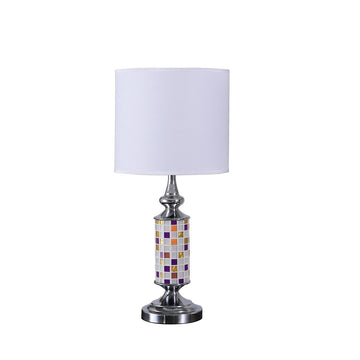 24" Vicki Chrome Bohemian Glass Mosaic Modern Table Lamp Silver Metal