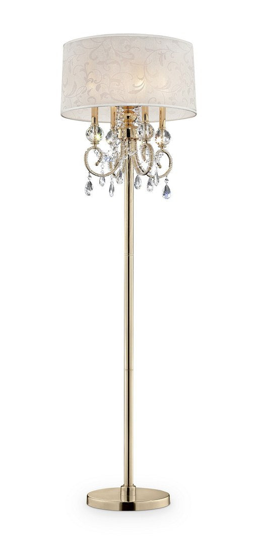 63" Tall Metal Floor Lamp "Aurora" With Brass Gold Finish And Crystal Accents Multicolor Metal