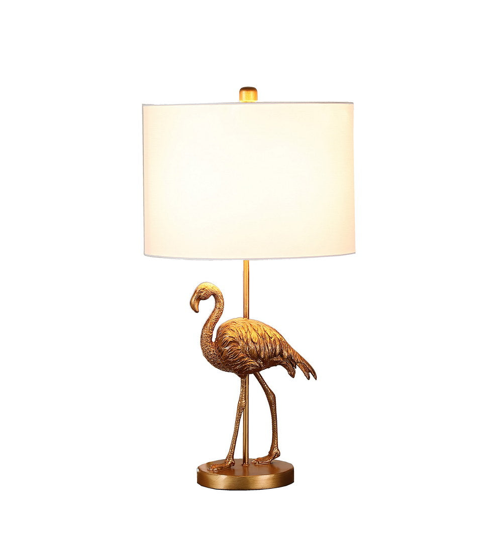 26" Matte Gold Flamingo Resin Table Lamp Gold Polyresin