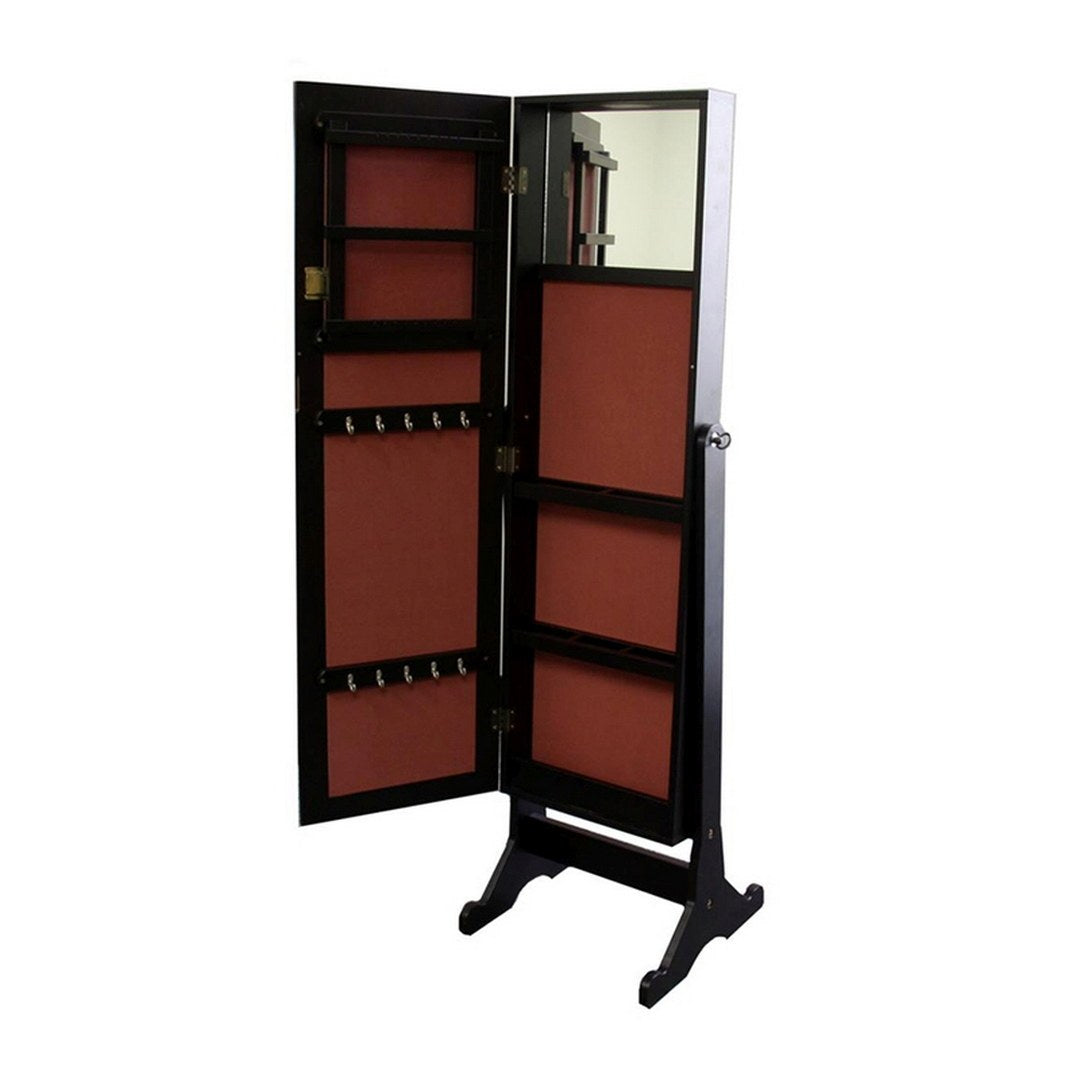 57" Tall Standing Floor Mirror, Espresso Brown Finish, Rectangular Shape Multicolor Wood