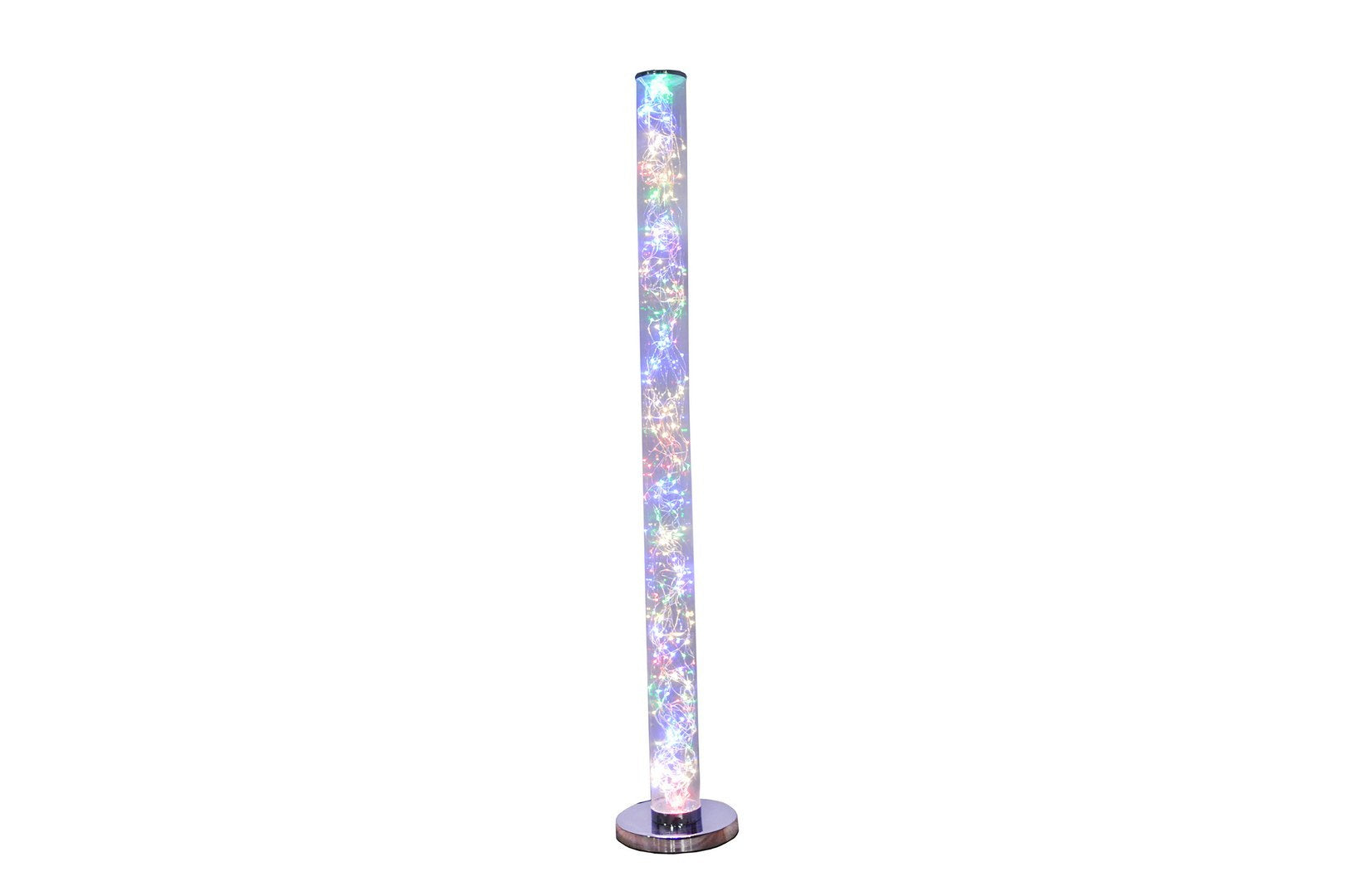 49 Inch Exposed Multi Colored Rope Led Namiri Column Floor Lamp W Wireless Remote Control Silver Metal