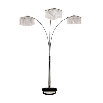 84" Tall Metal Floor Lamp With 3 Crystal Shaded Arches Multicolor Metal