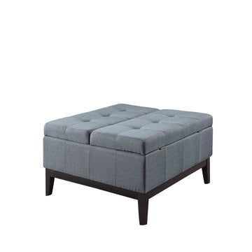 18" Tall Dual Lift Coffee Table With Storage, Blue And Gray Blue Wood