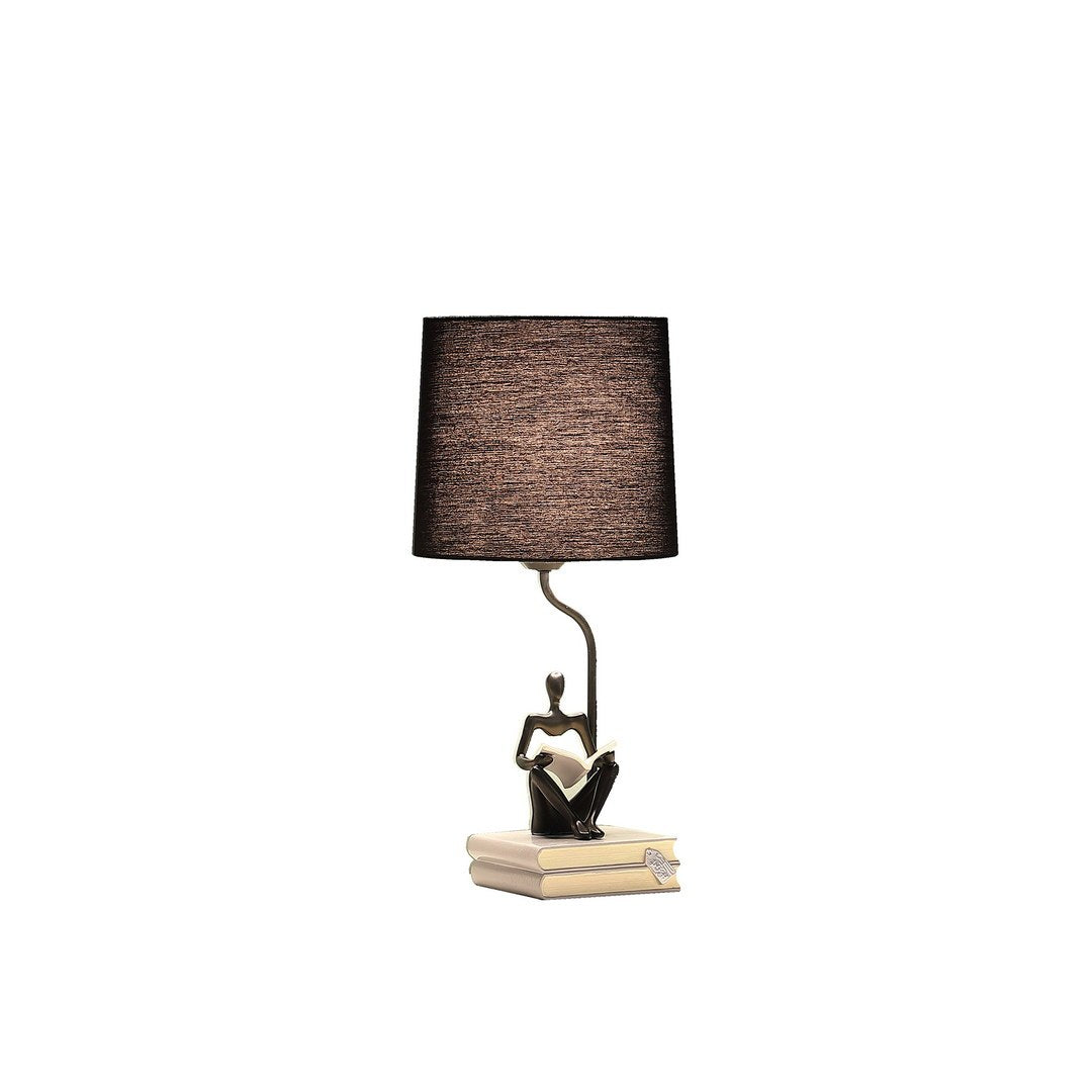 20.5" In Modern Reader Black Sitting A Gray Stack Of Books Polyresin Table Lamp Black Polyresin