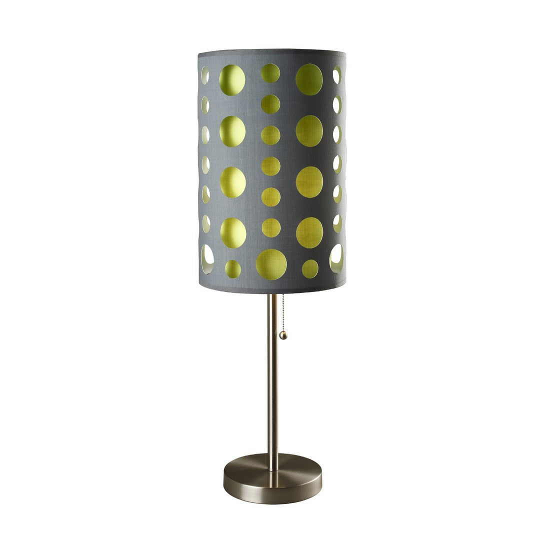 33" Tall Metal Table Lamp, Retro Design With Grey And Green Shade Multicolor Metal