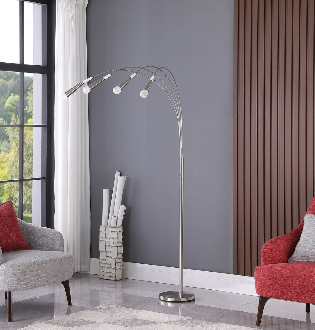 72" Kiery 4 Arm Aluminum Led Arc Floor Lamp Silver Metal