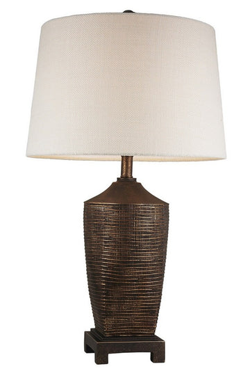 30" Tall Polyresin Table Lamp "Kayan", Bronze Rustic Finish Bronze Polyresin