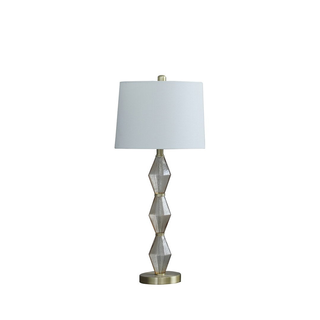 29.5" In Emil Moderne Geometric Light Amber Textured Glass Brushed Gold Table Lamp Multicolor Metal