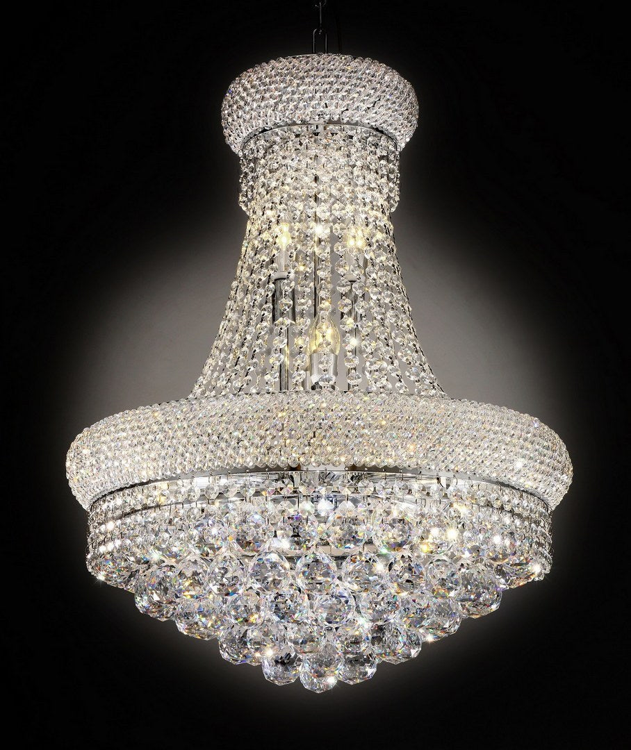 26" Tall Ceiling Led Lamp "Adagio Empire" With Crystal Accents Silver Metal