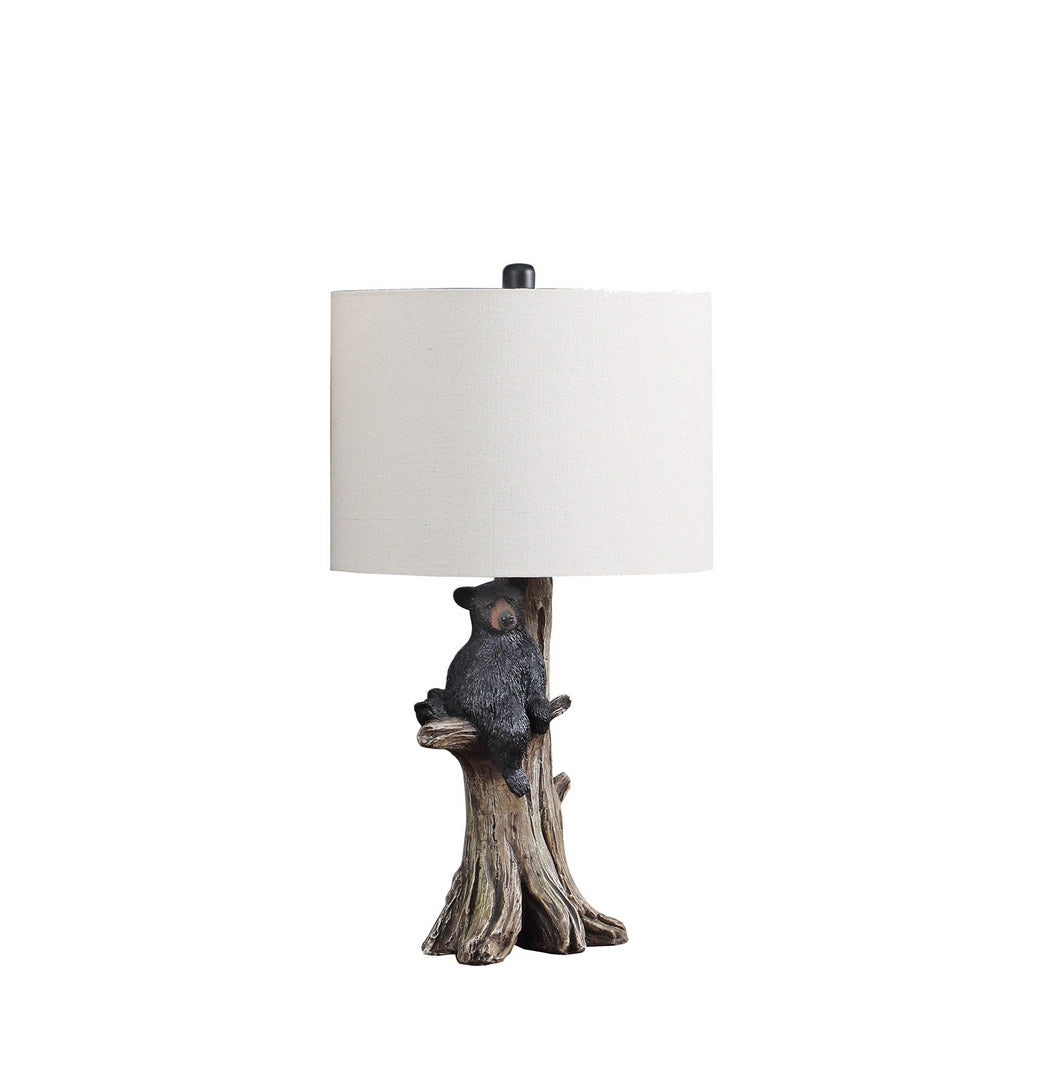 24.75" In Black Bear On A Tree Polyresin Table Lamp Multicolor Polyresin