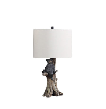 24.75" In Black Bear On A Tree Polyresin Table Lamp Multicolor Polyresin