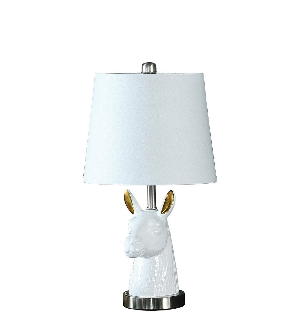 20.5" Patagonia White Llama Bust Resin Table Lamp Silver Polyresin