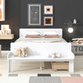 Full Bed With Footboard Bench,2 Drawers,White Full White Wood Bedroom American Design Pine Pine