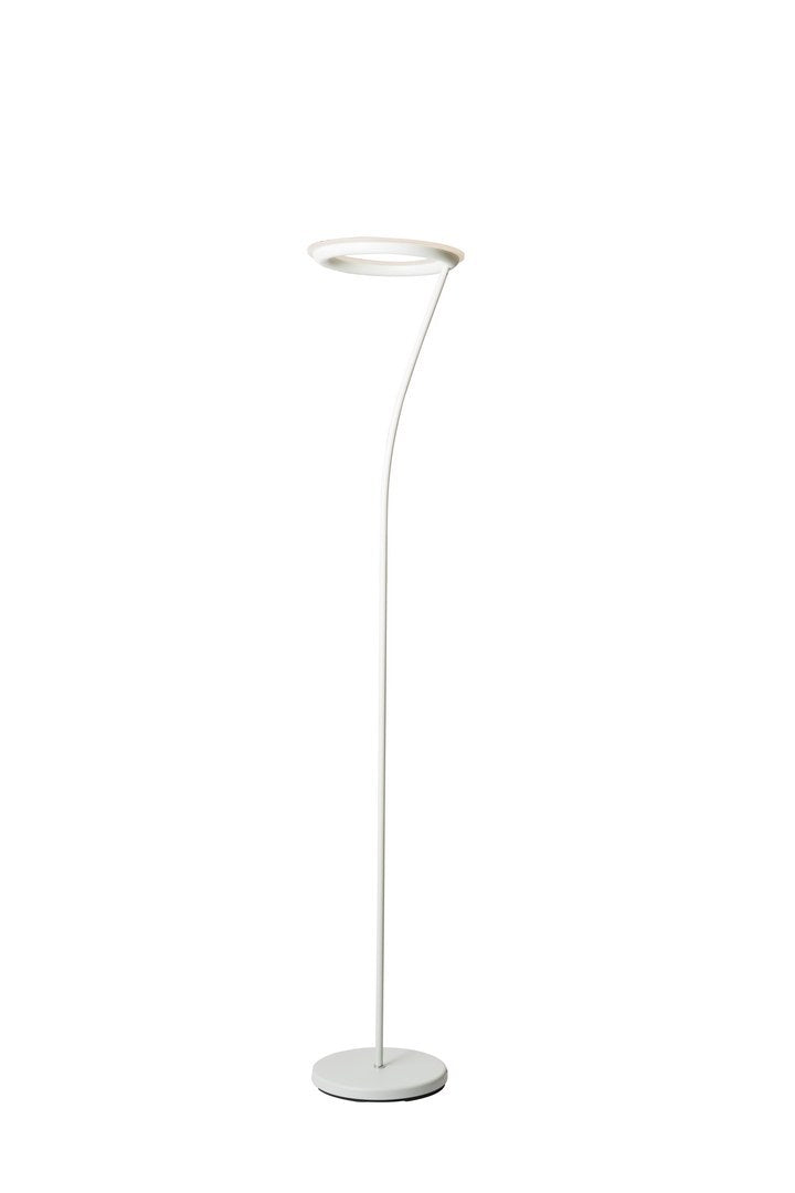 73" Tall Metal Torchiere Floor Led Lamp With Halo Design, Matte White Finish Matte White Metal