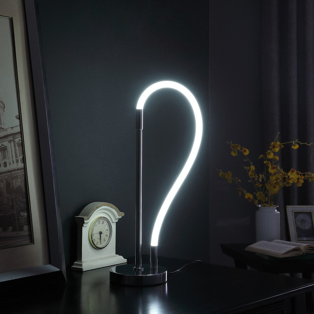 20.25" In Elastilight Led Tube W Magnetic End Contemporary Chrome Silver Table Lamp Silver Metal