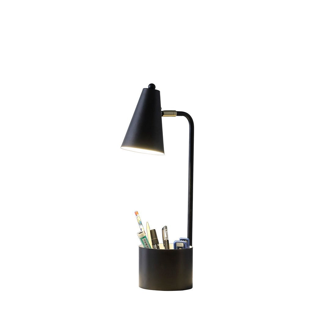 19.5" In Student Black Metal Task Desk Lamp W Organizer Black Metal