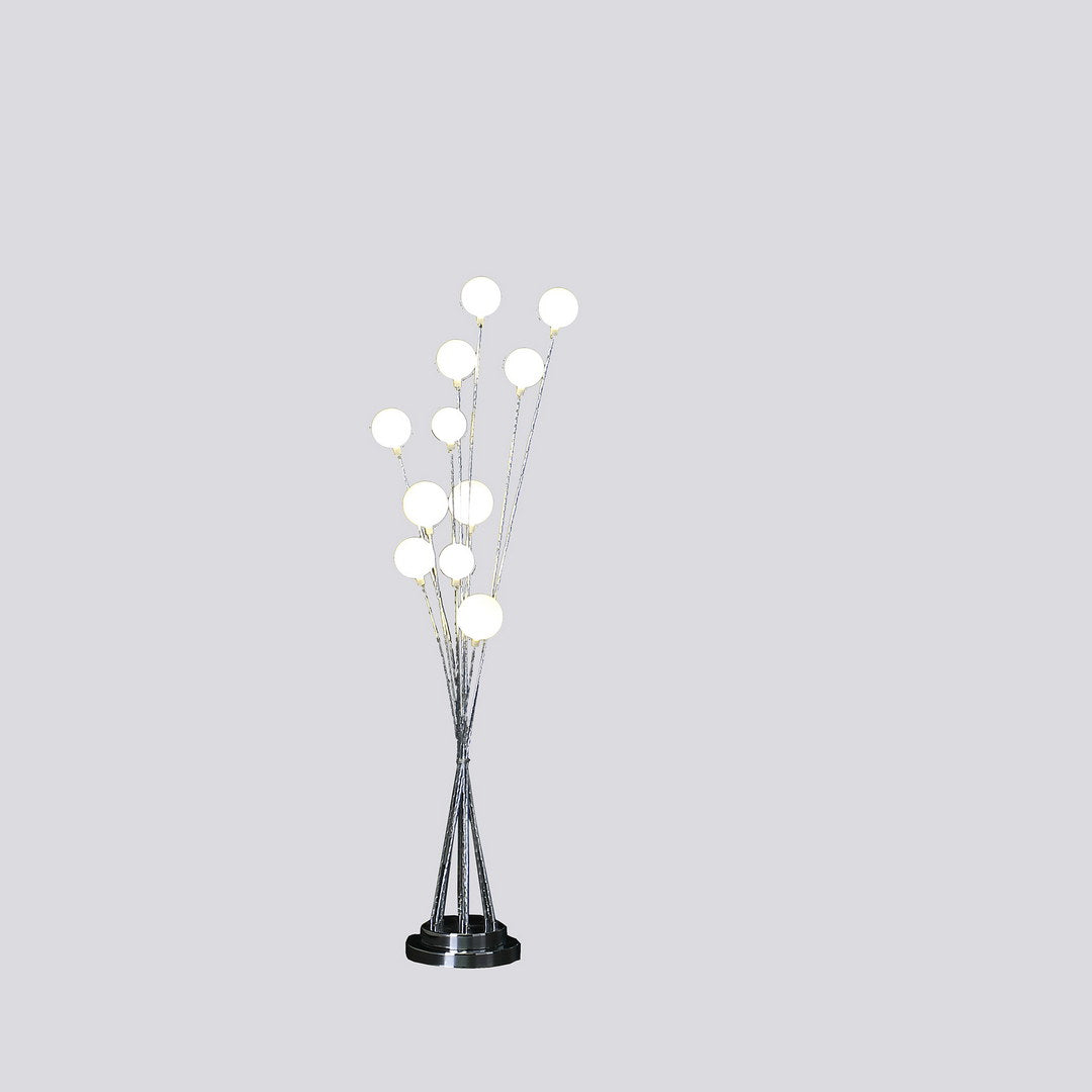 46" In 11 Light Acrylic Globe Aluminun Led Chrysanthe Silver Chrome Metal Floor Lamp Silver Metal