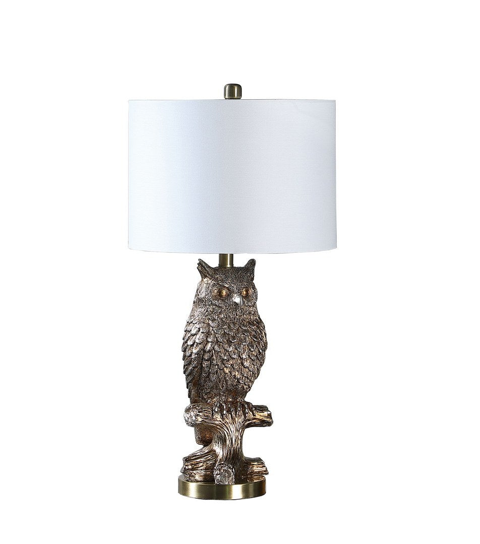 27.5" Silver Owl On A Branch Resin Table Lamp Silver Polyresin