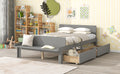 Full Bed With Footboard Bench,2 Drawers,Grey Full Grey Wood Bedroom American Design Pine Pine