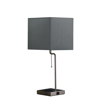 21.5 Inch Aston Square Table Lamp W Charging Station Multicolor Metal