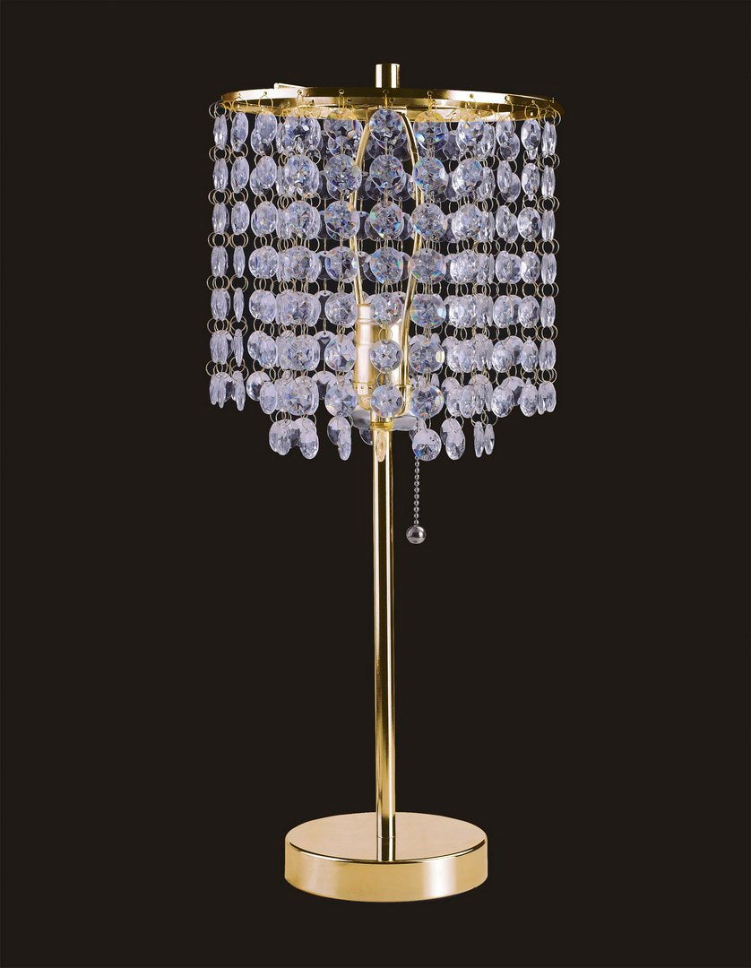 20.25" Tall Metal Table Lamp" Deco Glam" With Gold Finish And Crystal Accents Gold Metal