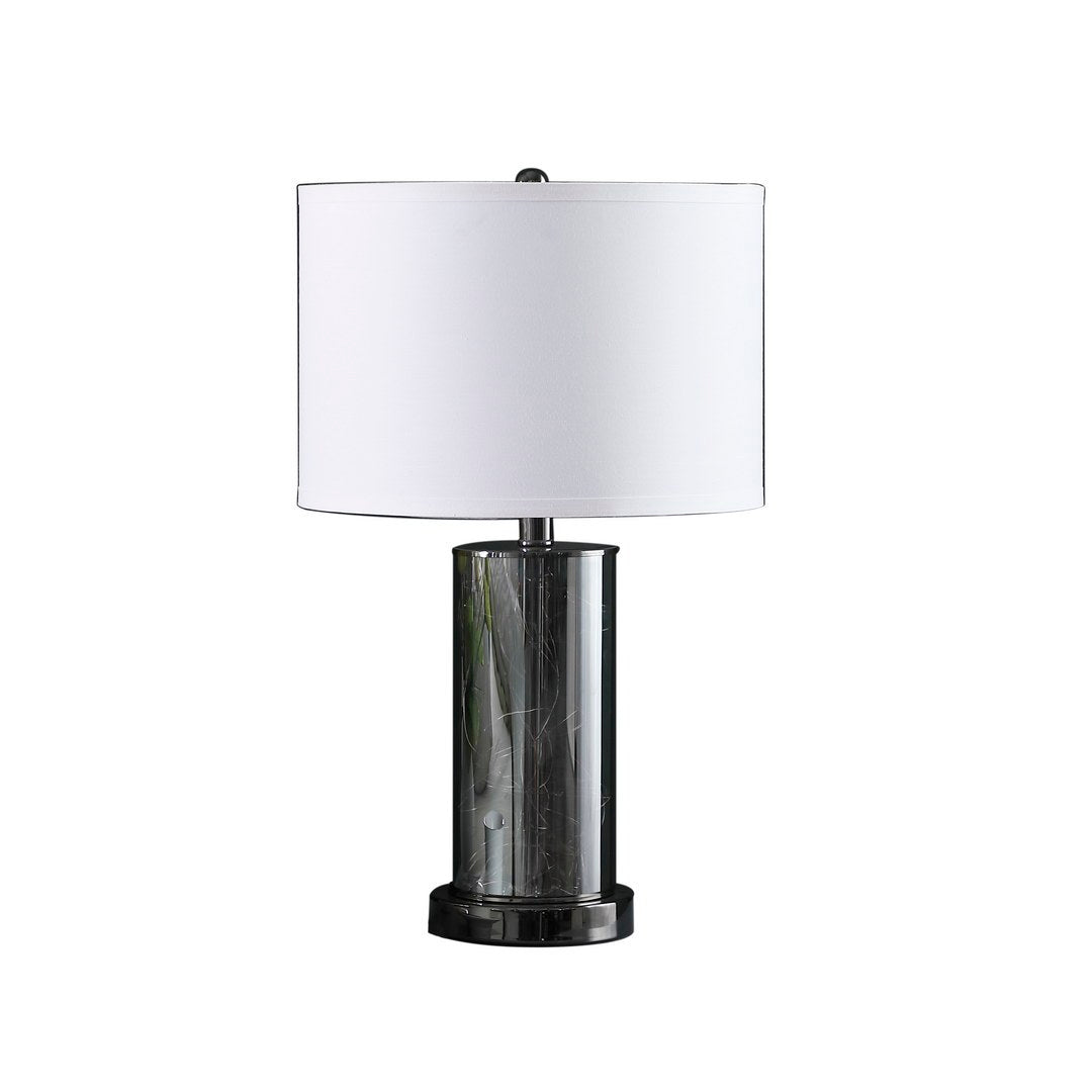 21.25" In Cynx Led Night Light Mid Century Glass Black Chrome Table Lamp Black Metal