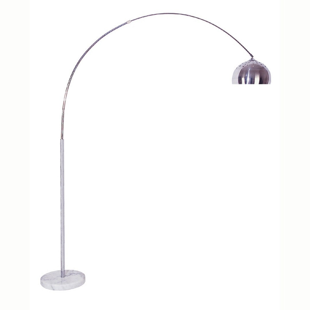 85" Tall Metal Floor Lamp With White Marble Base, Arch Design White Metal