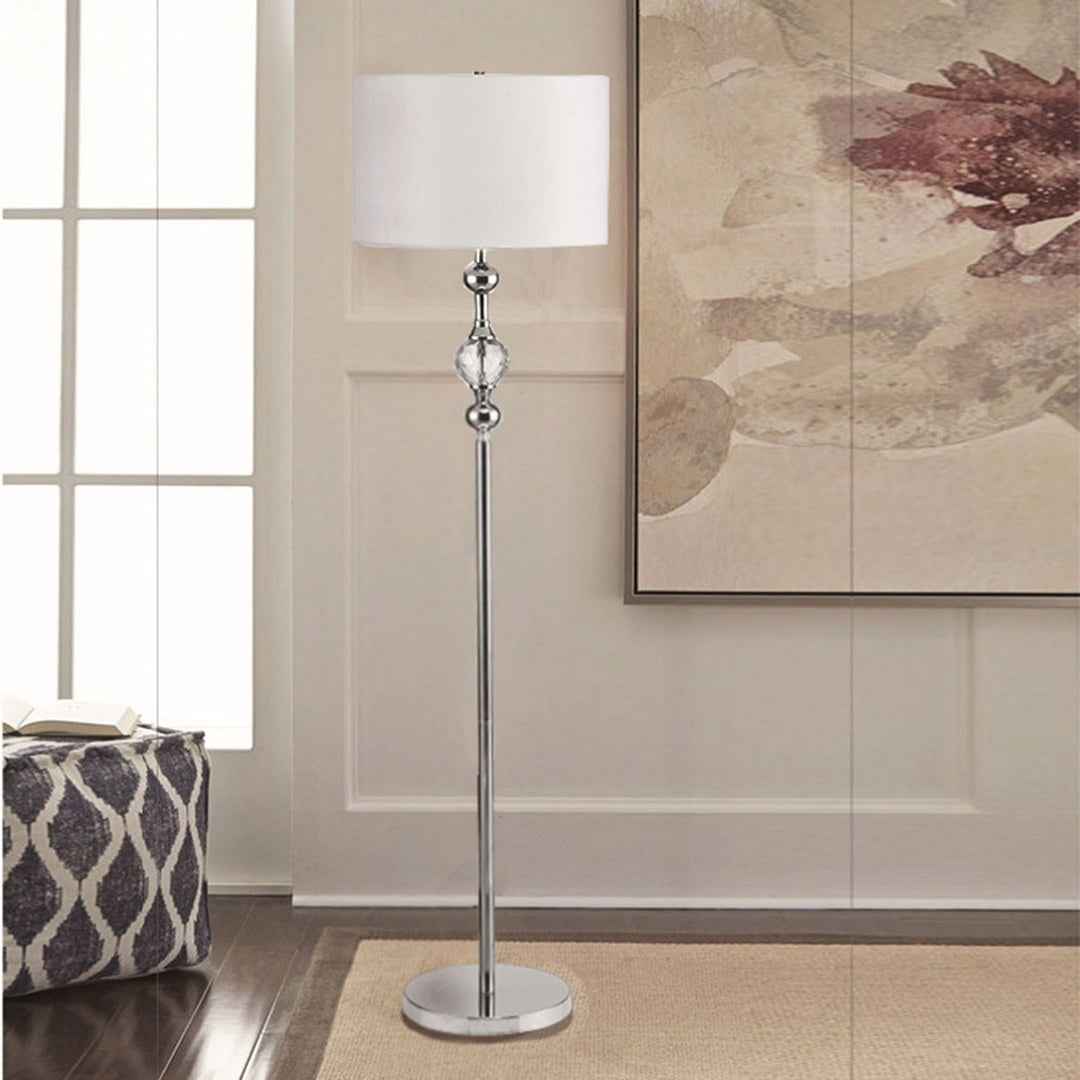 62.5" Tall Metal Floor Lamp" Leona" With Chrome Finish And Crystal Accents Multicolor Metal