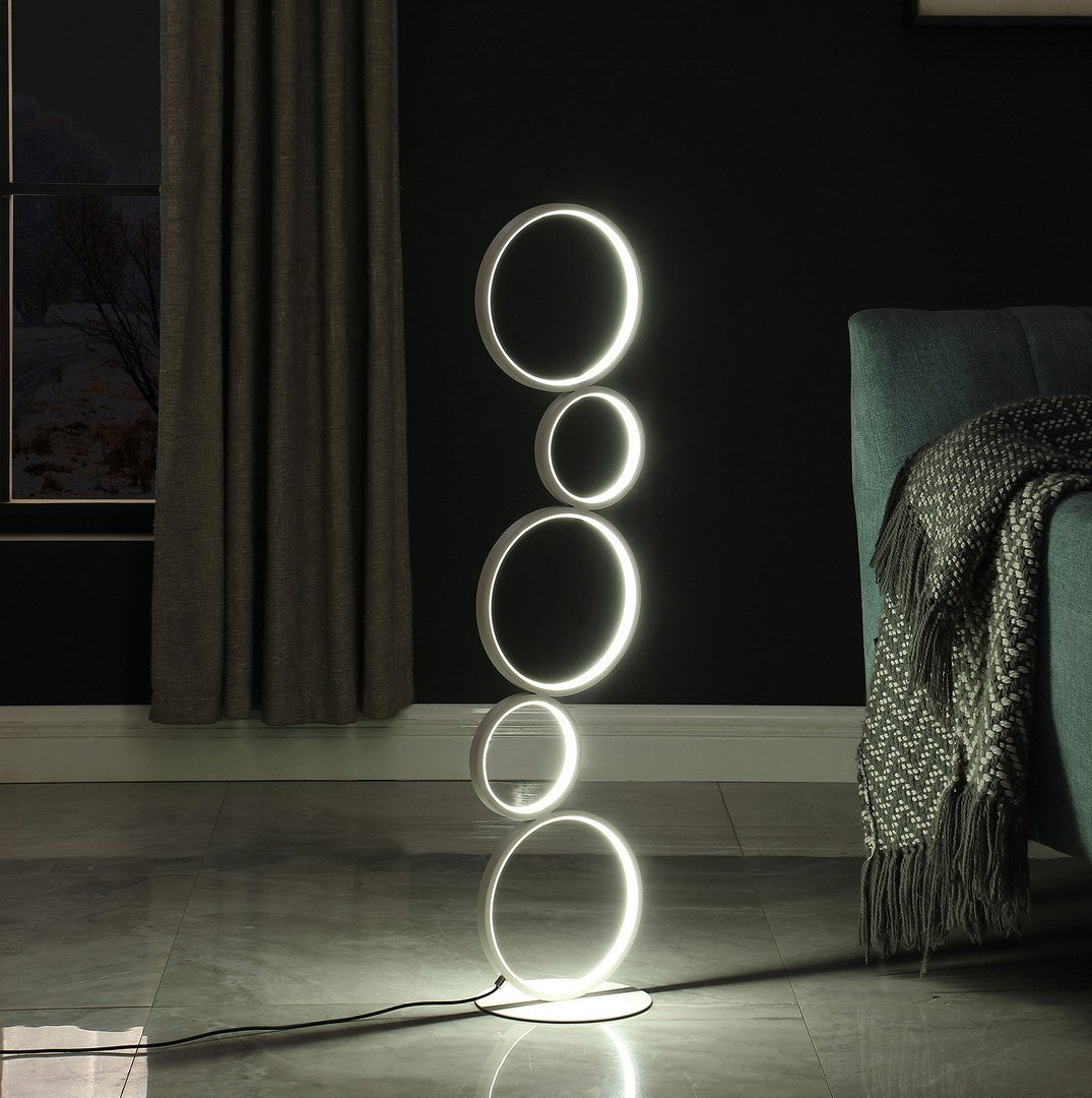 38.5" In Else Nordic 5 Ring Shaped White Led Metal Table Lamp White Metal