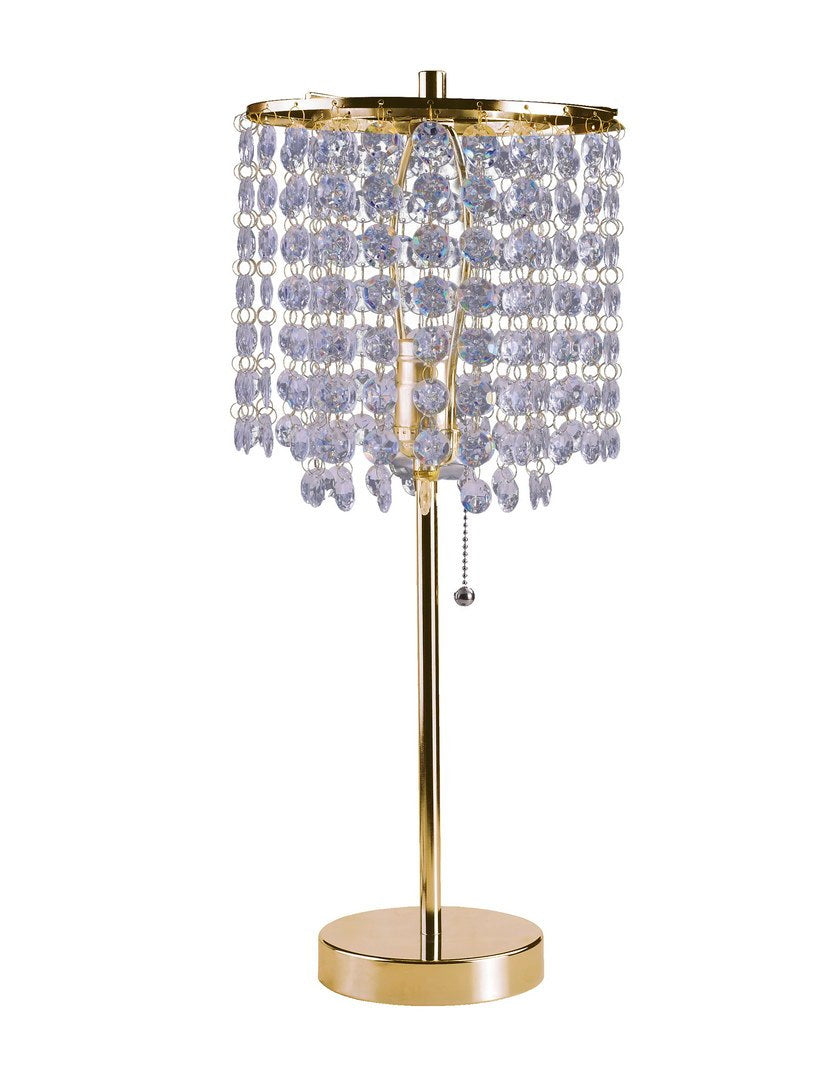 20.25" Tall Metal Table Lamp" Deco Glam" With Gold Finish And Crystal Accents Gold Metal