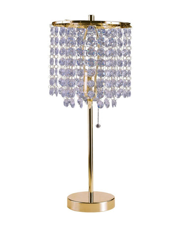 20.25" Tall Metal Table Lamp" Deco Glam" With Gold Finish And Crystal Accents Gold Metal