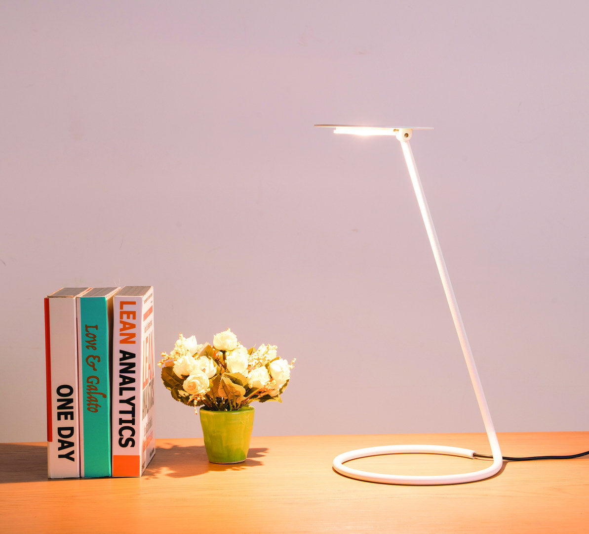 15" Tall "Andi" Adjustable Led Desk Lamp, Satin White White Metal