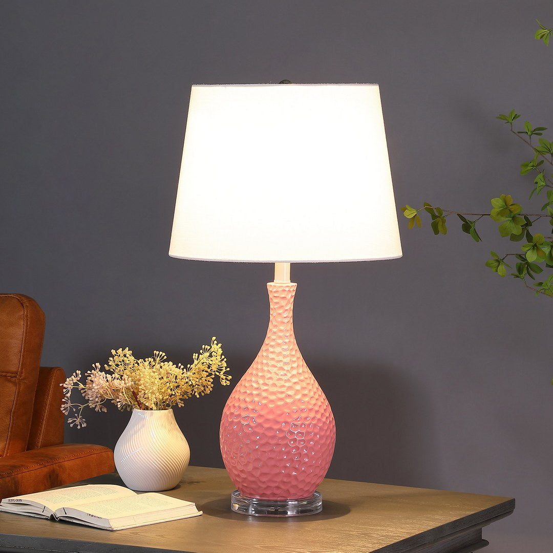 28" Pink Telli Pebble Mid Century Resin Table Lamp Pink Polyresin